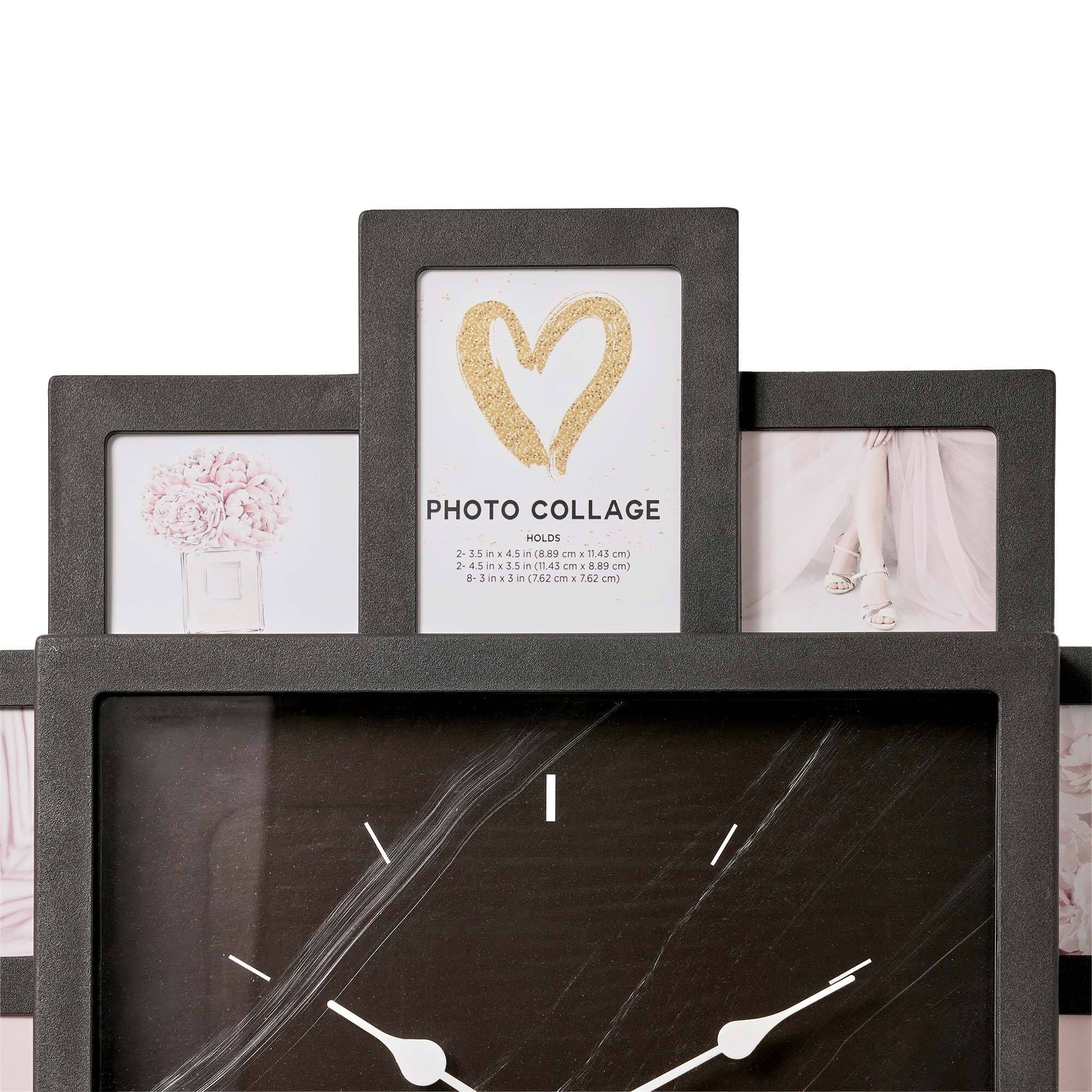 American Art Decor Picture Frame Collage Clock 12 Photo Display Slots Black, 20" x 20"